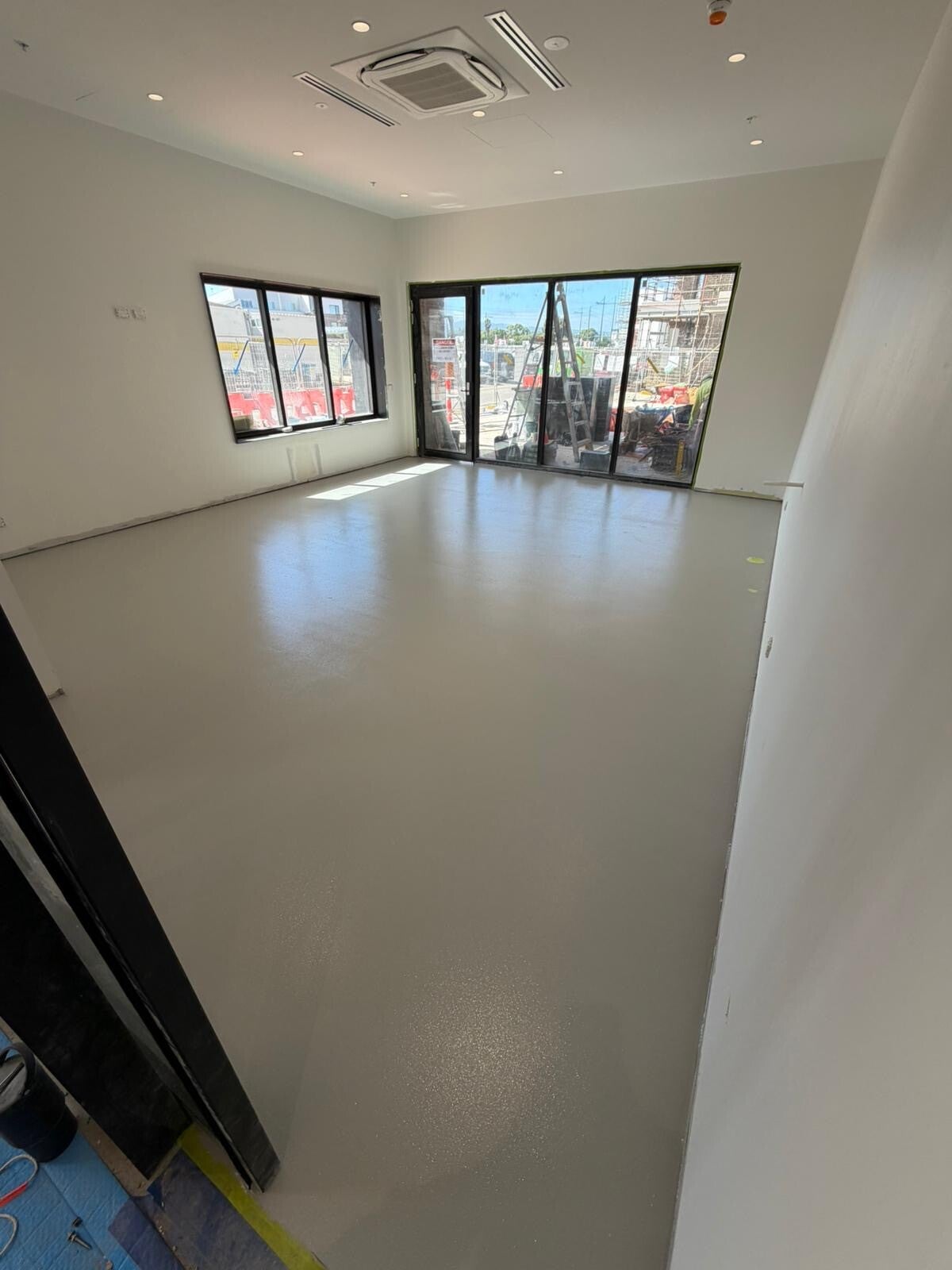 Commercial space with polished epoxy flooring